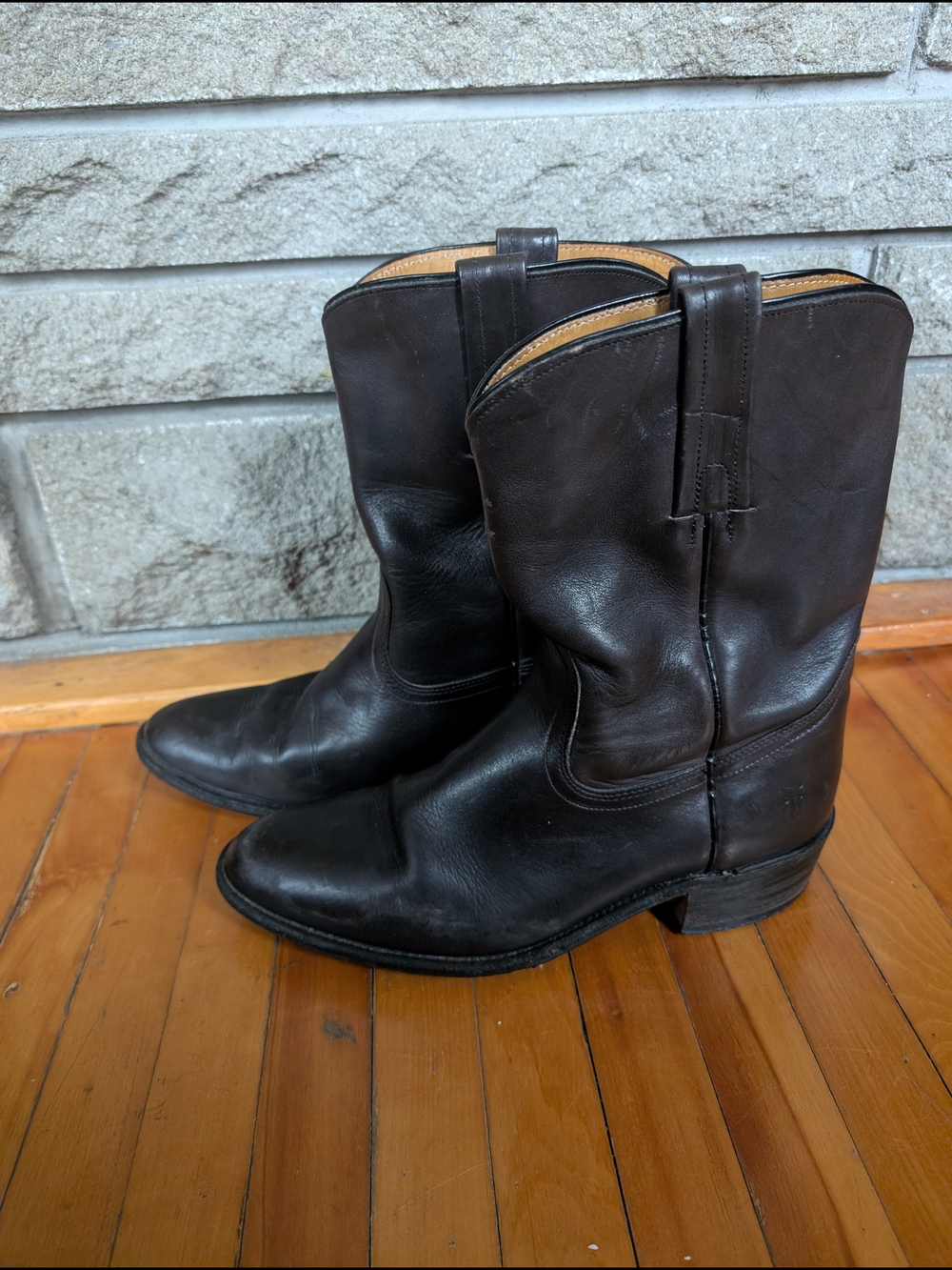 Frye Dark Brown Leather Cowboy Boots